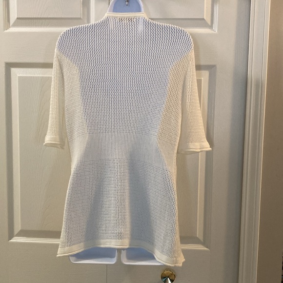 Roz & Ali Open Front Crocheted Cardigan - White - size PL - Excellent Used Cond - Picture 2 of 6